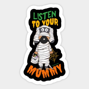 Funny Cute Mummy Halloween Doxie Dachshund Dog Sticker